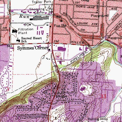 Topographic Map of Fairfield Branch Library, OH