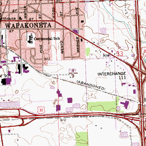 Topographic Map of Jaycee Park, OH