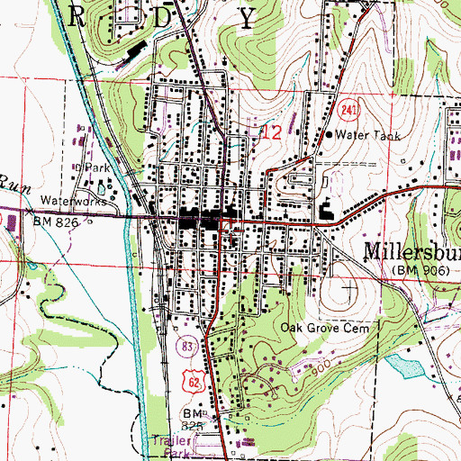Topographic Map of Holmes County Courthouse, OH