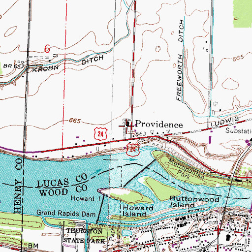 Topographic Map of Saint Patricks Church, OH