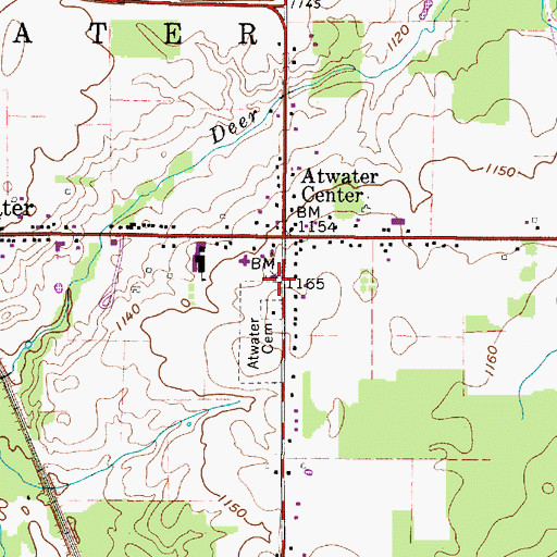 Topographic Map of Atwater Congregational Church, OH