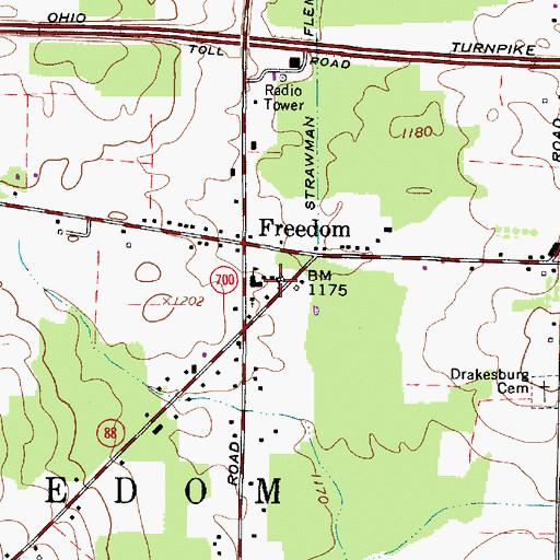 Topographic Map of First Congregational Church of Freedom, OH
