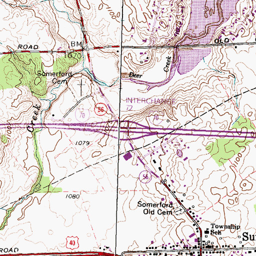 Topographic Map of Interchange 72, OH