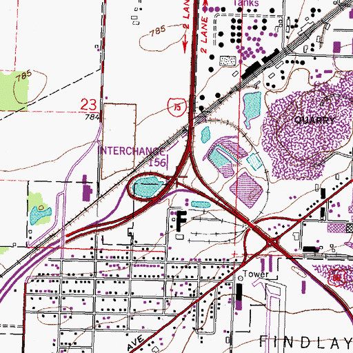 Topographic Map of Interchange 156, OH