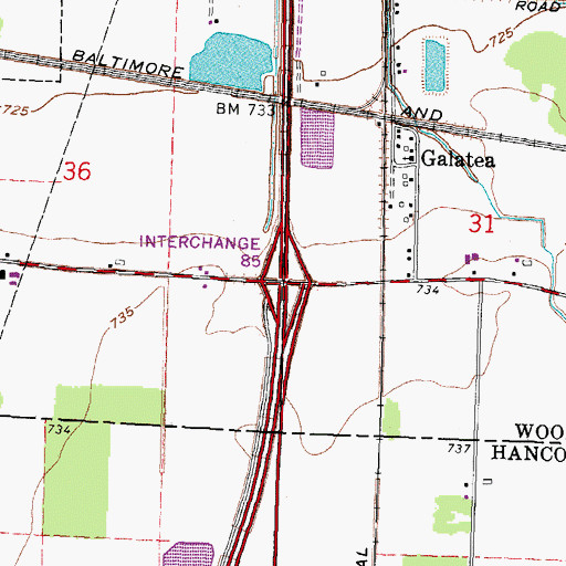 Topographic Map of Interchange 167, OH