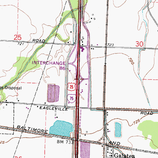 Topographic Map of Interchange 168, OH