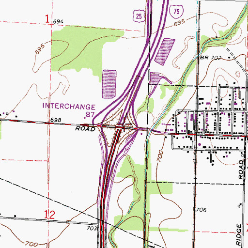 Topographic Map of Interchange 171, OH