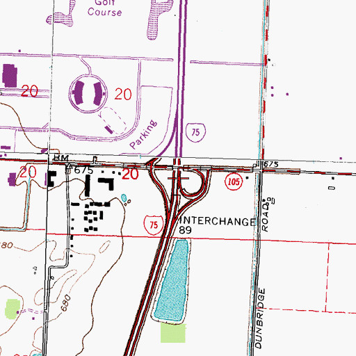 Topographic Map of Interchange 181, OH