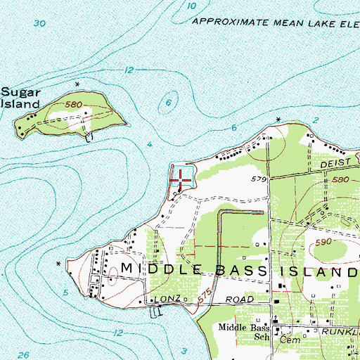 Topographic Map of Burgundy Bay Marina, OH