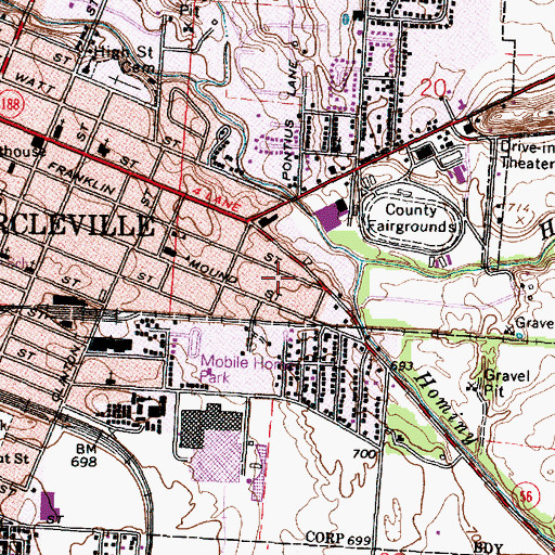 Topographic Map of Eastmoor Subdivision, OH