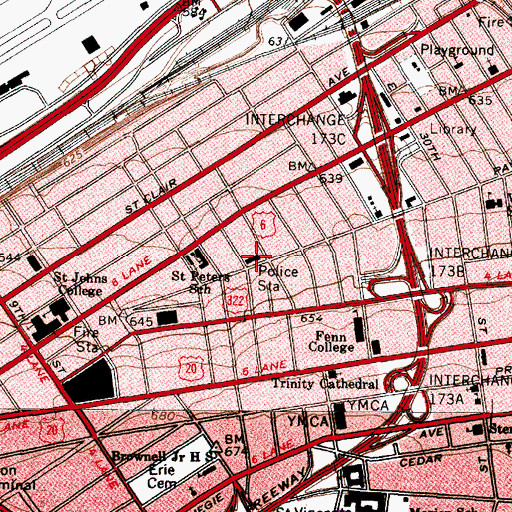 Topographic Map of Cleveland Police Department Community Policing, OH