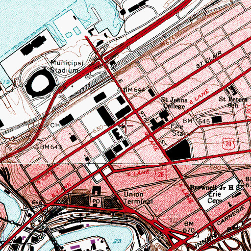 Topographic Map of David N Myers College, OH