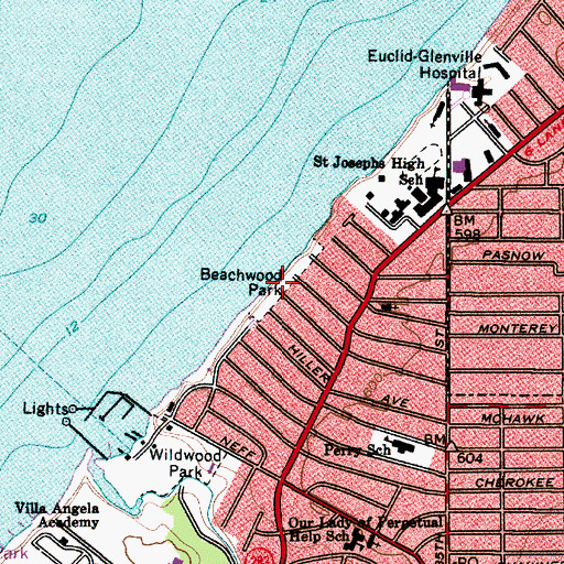 Topographic Map of Beachwood Park, OH