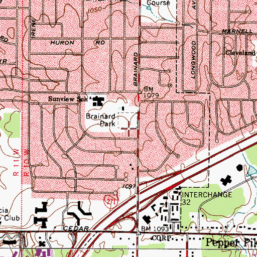 Topographic Map of Brainard Park, OH