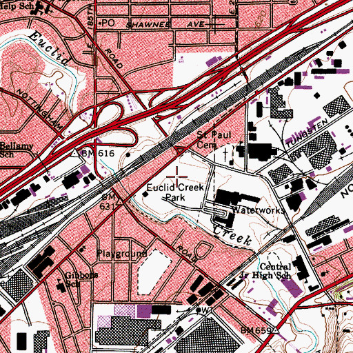 Topographic Map of Euclid Creek Park, OH