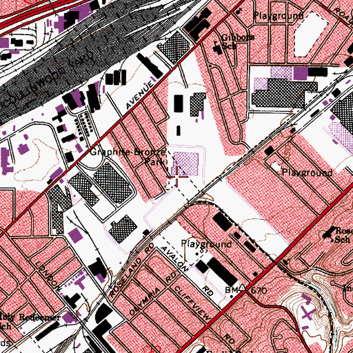 Topographic Map of Graphite-Bronze Park, OH