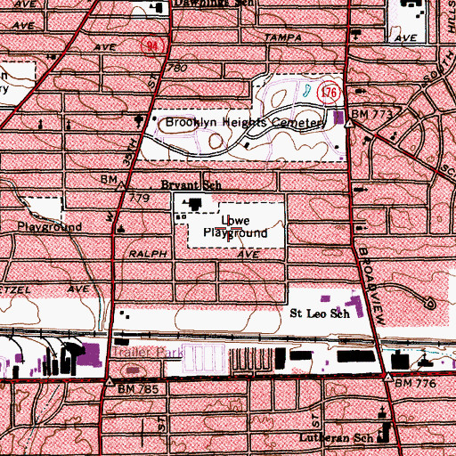 Topographic Map of Lowe Playground, OH