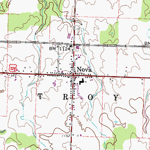 Topographic Map of Nova, OH