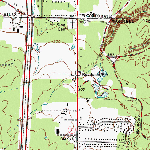 Topographic Map of Roadside Park, OH