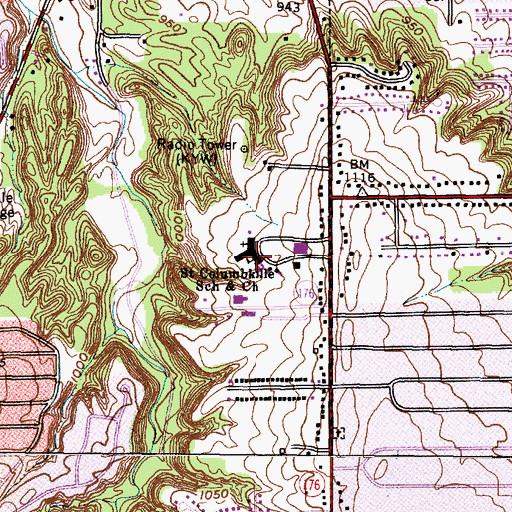 Topographic Map of Saint Columbkille Parish School, OH