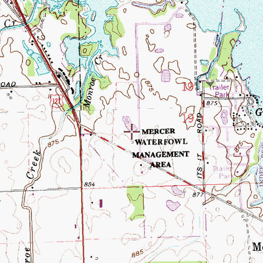 Topographic Map of Mercer Waterfowl Management Area, OH