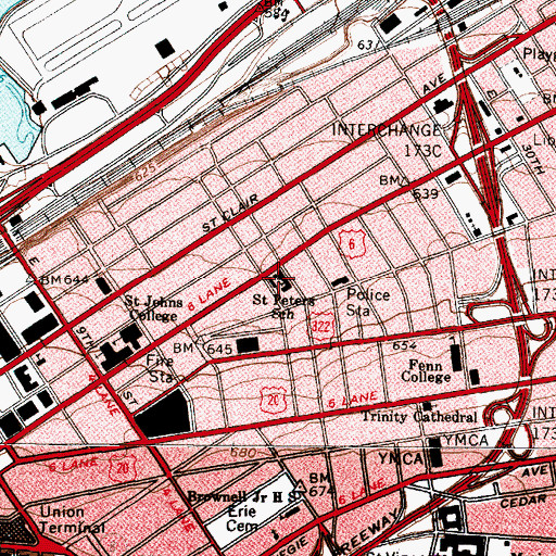 Topographic Map of Saint Peters School, OH