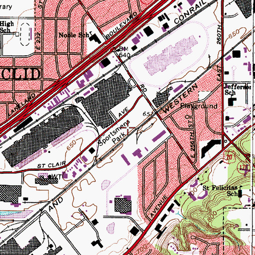 Topographic Map of Sportsmens Park, OH