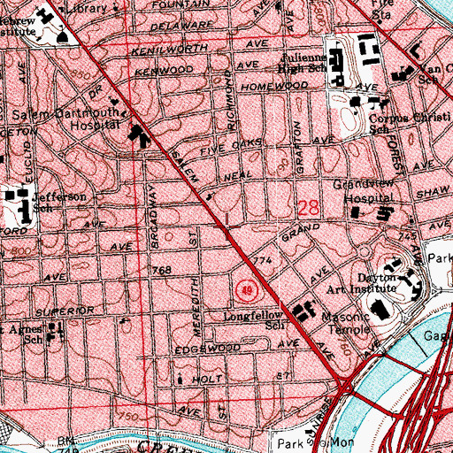 Topographic Map of Daytonview, OH