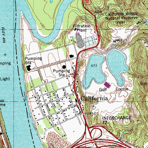 Topographic Map of California Methodist Church, OH