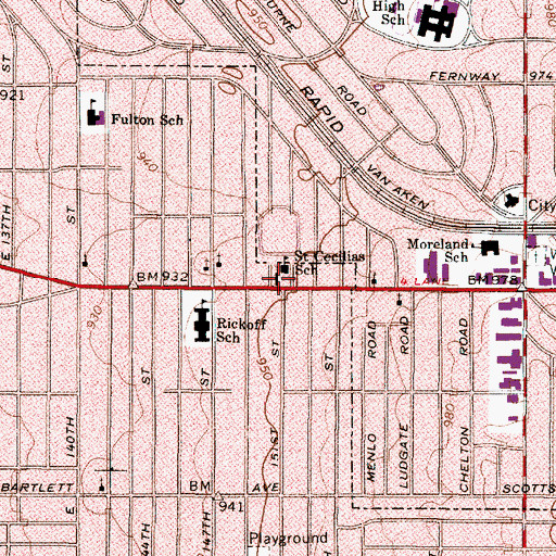 Topographic Map of Saint Cecilias Catholic Church, OH