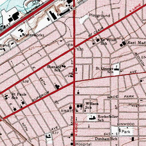 Topographic Map of Saint Paul Lutheran Church, OH
