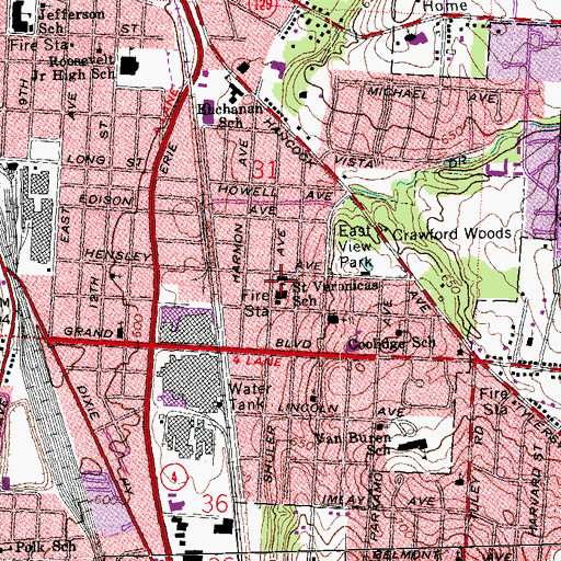 Topographic Map of Saint Veronica Catholic Church, OH