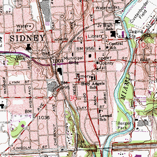 Topographic Map of Saint Johns Lutheran Church, OH