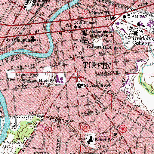 Topographic Map of Saint Joseph Catholic Church, OH