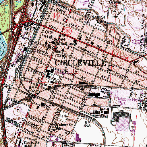 Topographic Map of Calvary United Methodist Church, OH