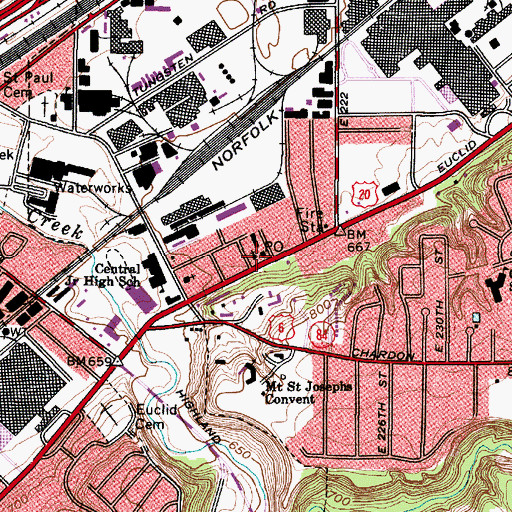 Topographic Map of Buddhist Temple of Cleveland, OH