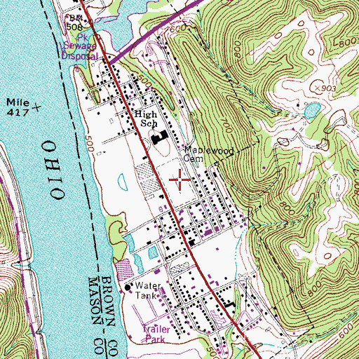 Topographic Map of Maplewood Cemetery, OH