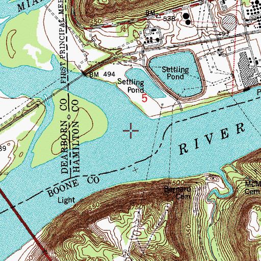Topographic Map of Great Miami River, OH