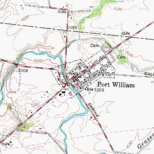 Topographic Map of Port William, OH