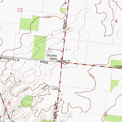 Topographic Map of Bodey School (historical), OH