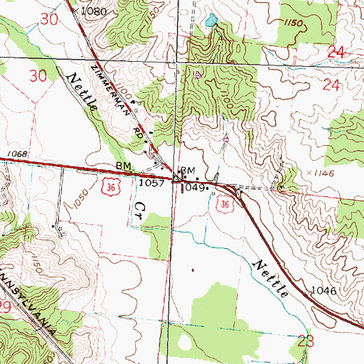 Topographic Map of Nettleton (historical), OH