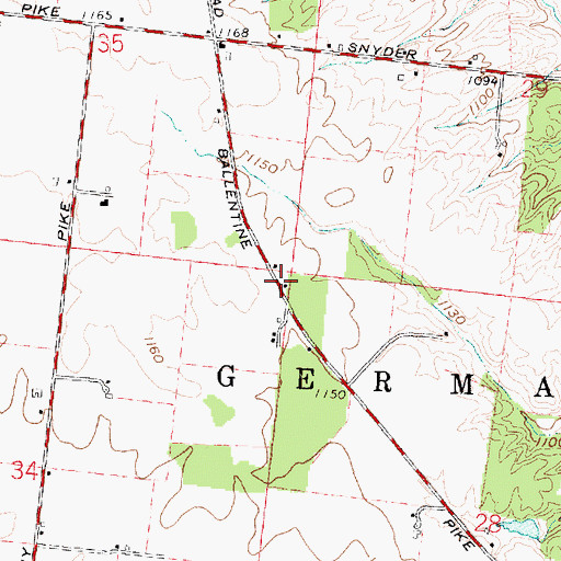 Topographic Map of Beech Crossing School (historical), OH