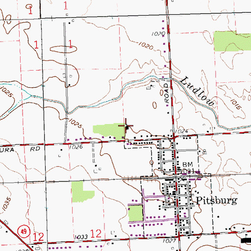 Topographic Map of Pitsburg Church of the Brethren, OH