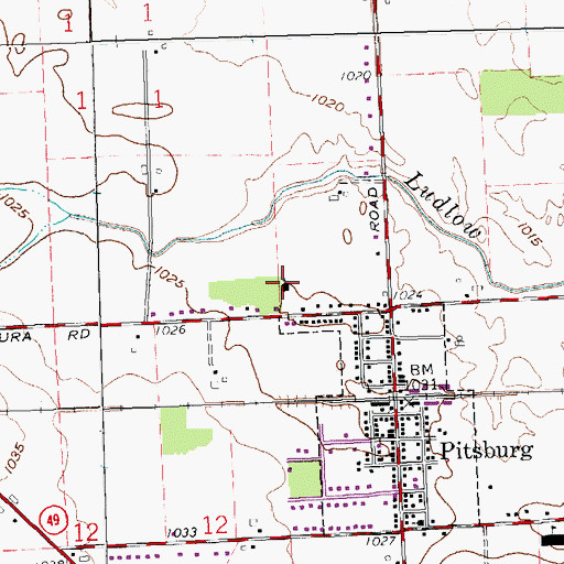 Topographic Map of Pitsburg Church of the Brethren, OH