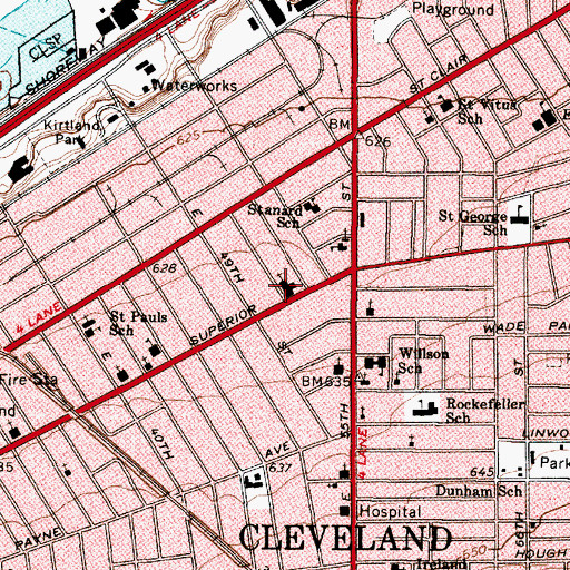 Topographic Map of Saint Andrews Catholic Church, OH