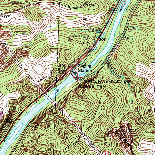 Topographic Map of Dover Dam, OH