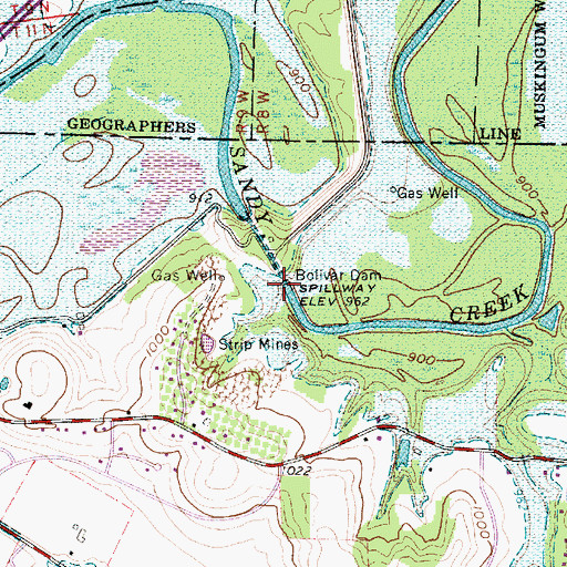 Topographic Map of Bolivar Lake, OH