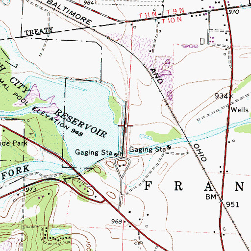Topographic Map of Beach City Dam, OH