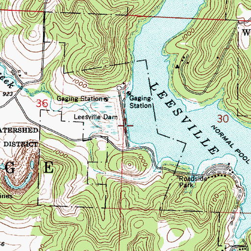 Topographic Map of Leesville Dam, OH