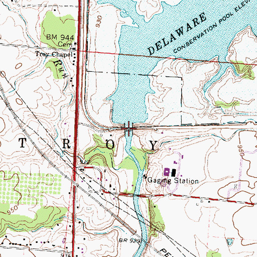 Topographic Map of Delaware Dam, OH